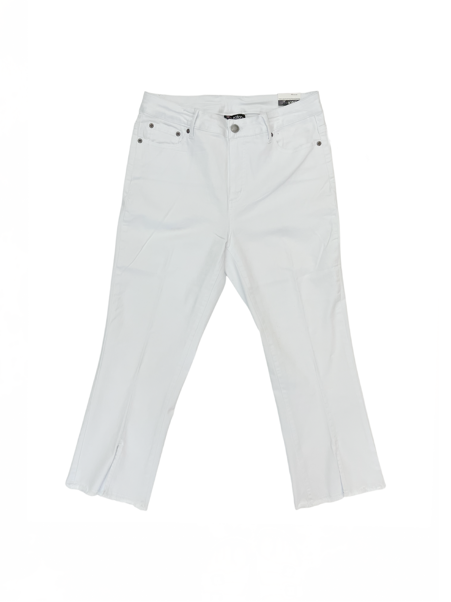 Fringe Hem Crop Jean White