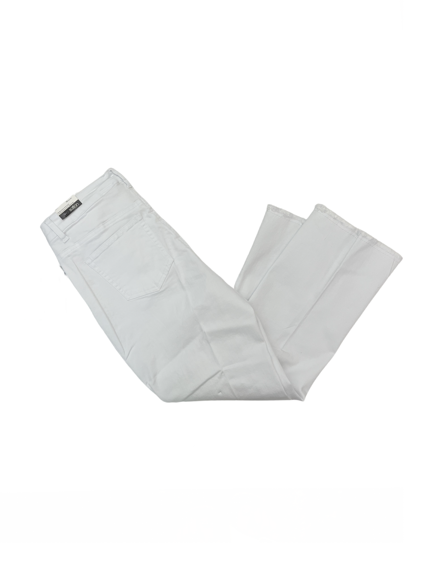 Fringe Hem Crop Jean White
