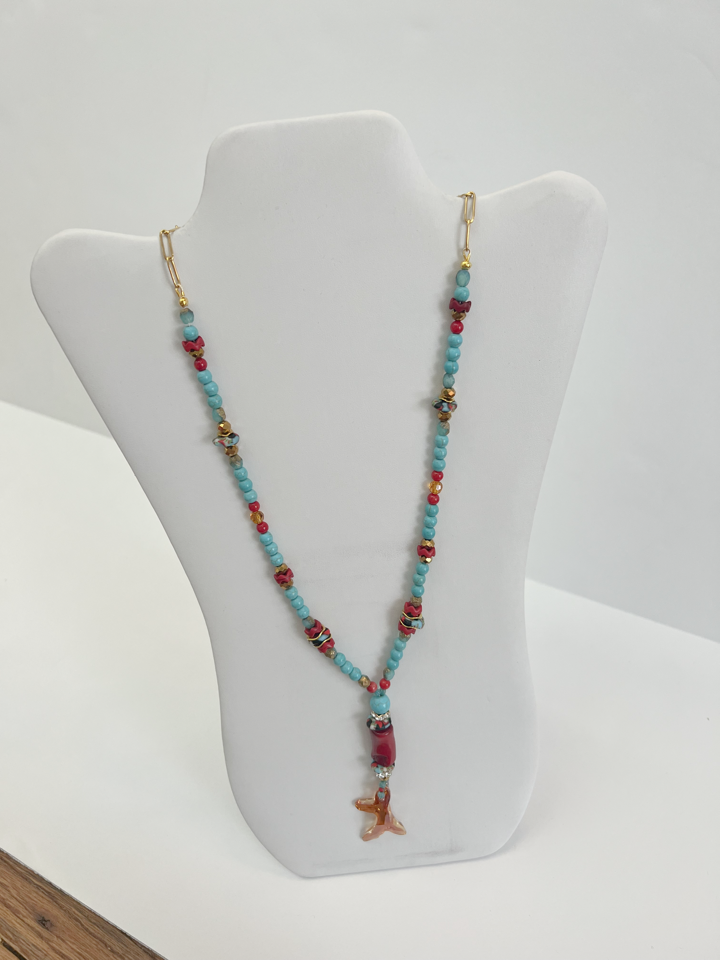 Blue and Red Necklace