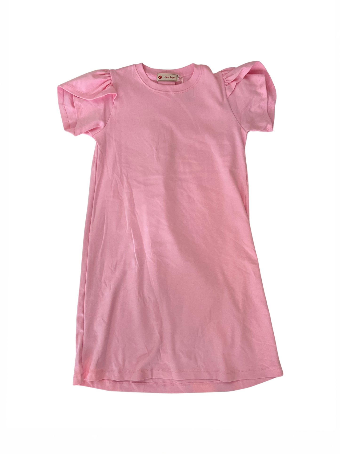 Tulip Sleeve Crew Neck Swing Dress Bubblegum