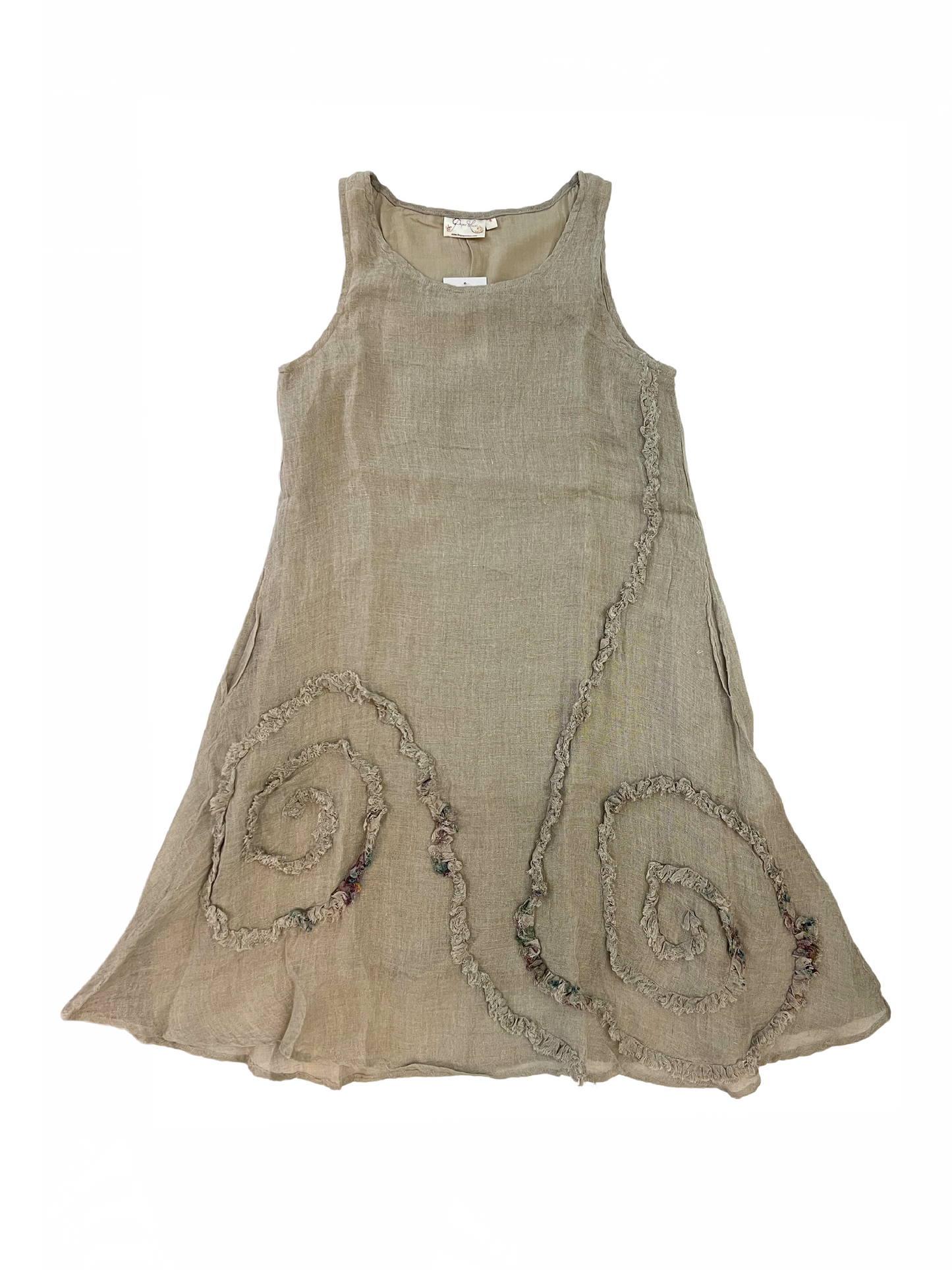 Printed Fringe Pattern Dress Natural