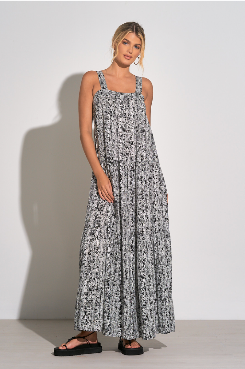 Maxi Tank Straps Tiered B/W Snake
