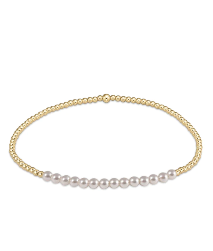 Gold Bliss 2mm Bead Bracelet-Pearl