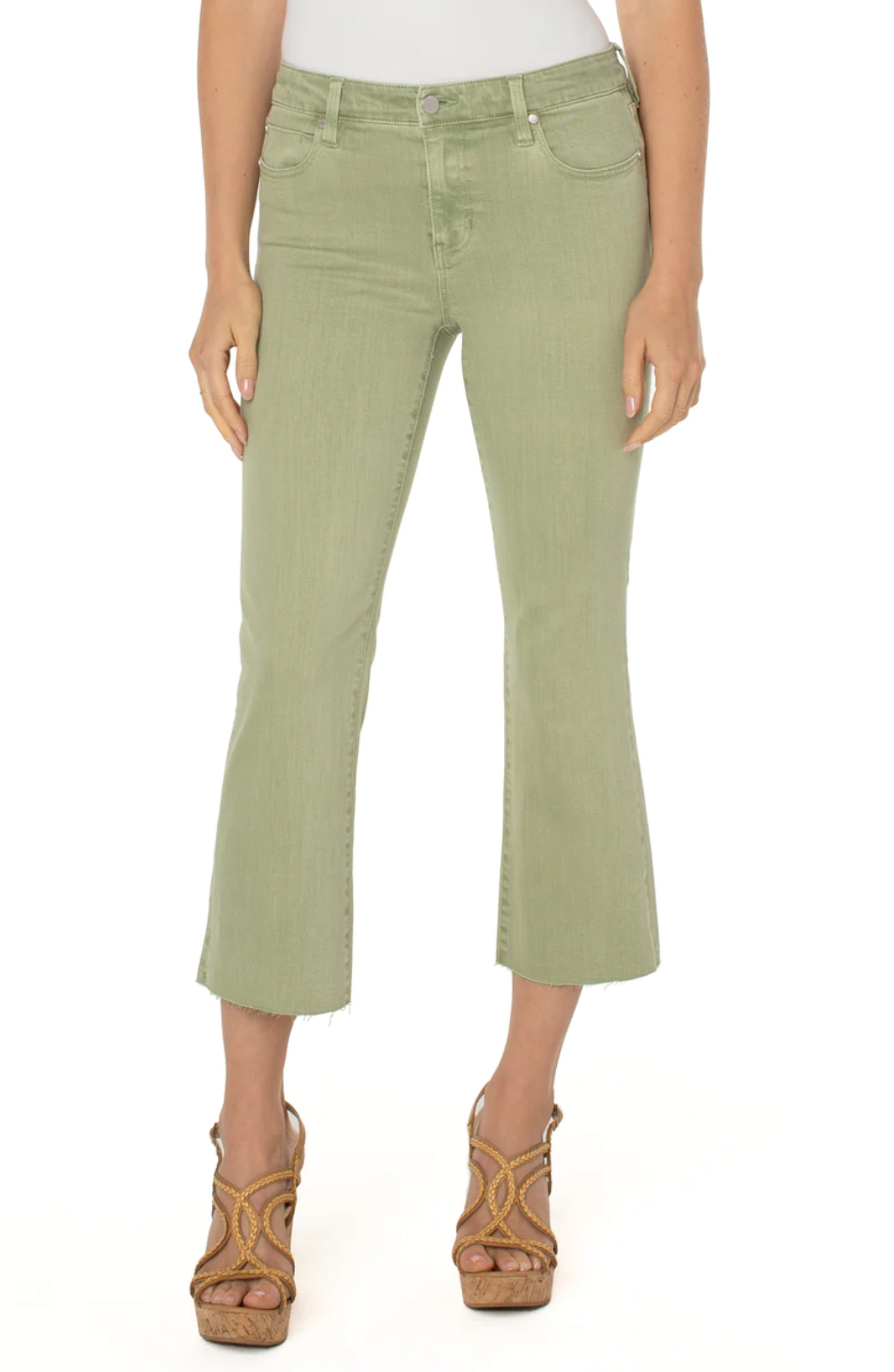 Hannah Crop Flare Jeans Spanish Moss