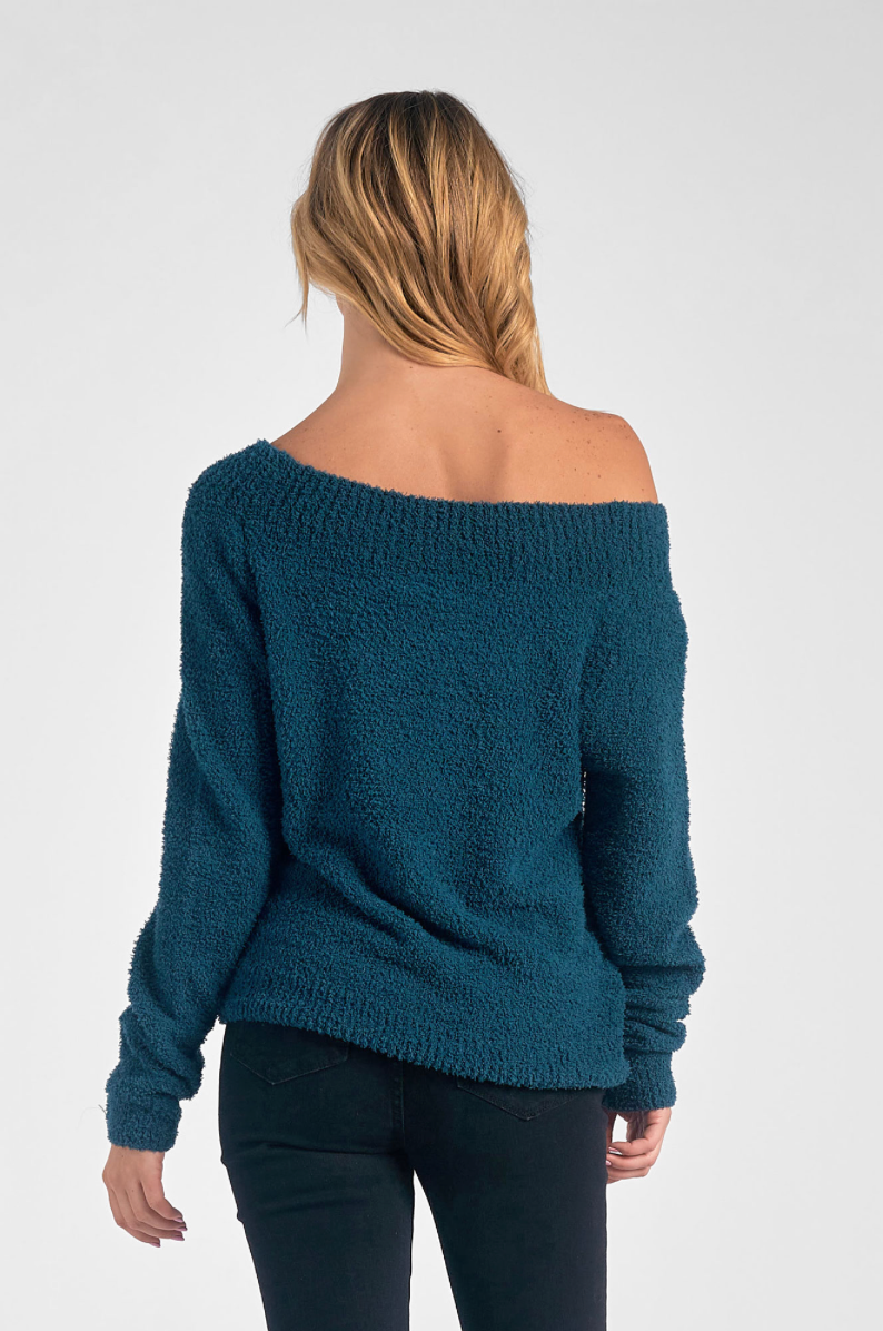Sweater Off Shoulder Teal
