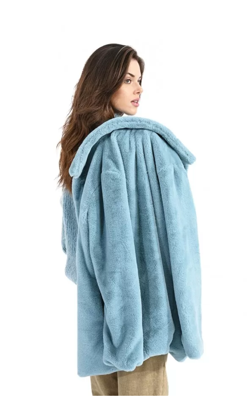 Ladies Woven Coat Blue