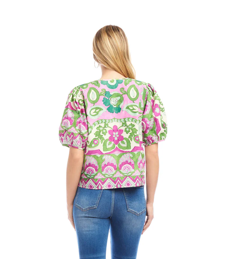 Puff Sleeve Shirt Print