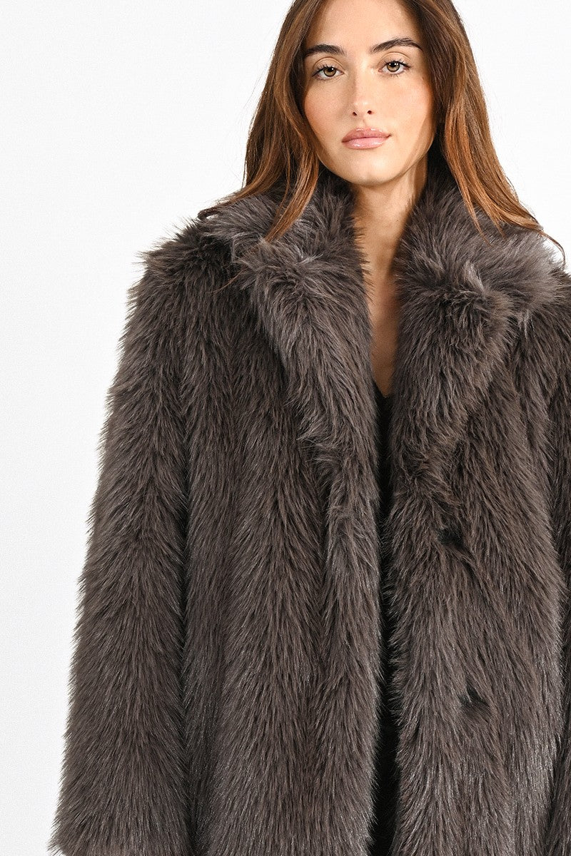 Ladies Woven Coat Taupe