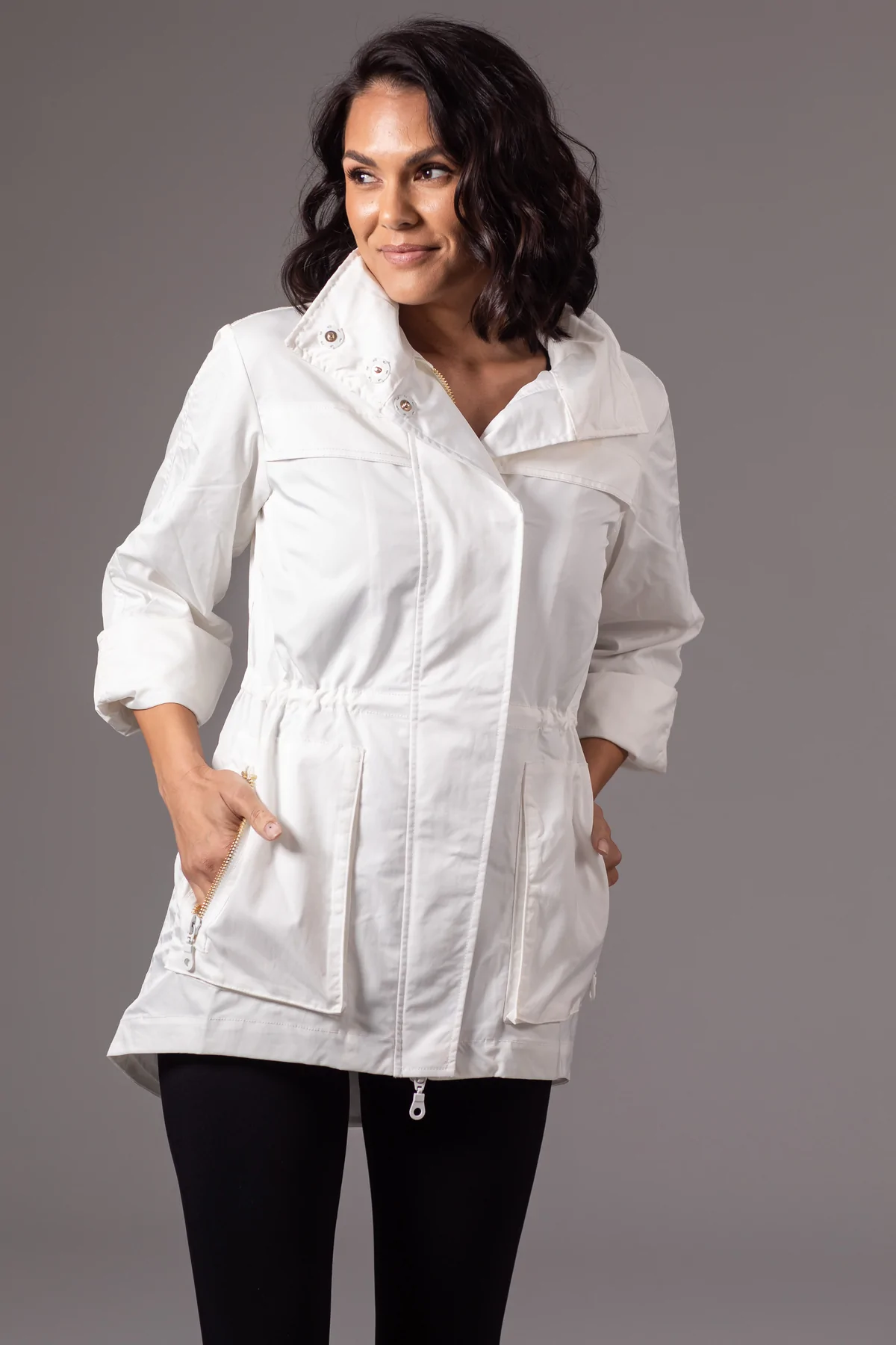 Crinkle Nylon Anorak White