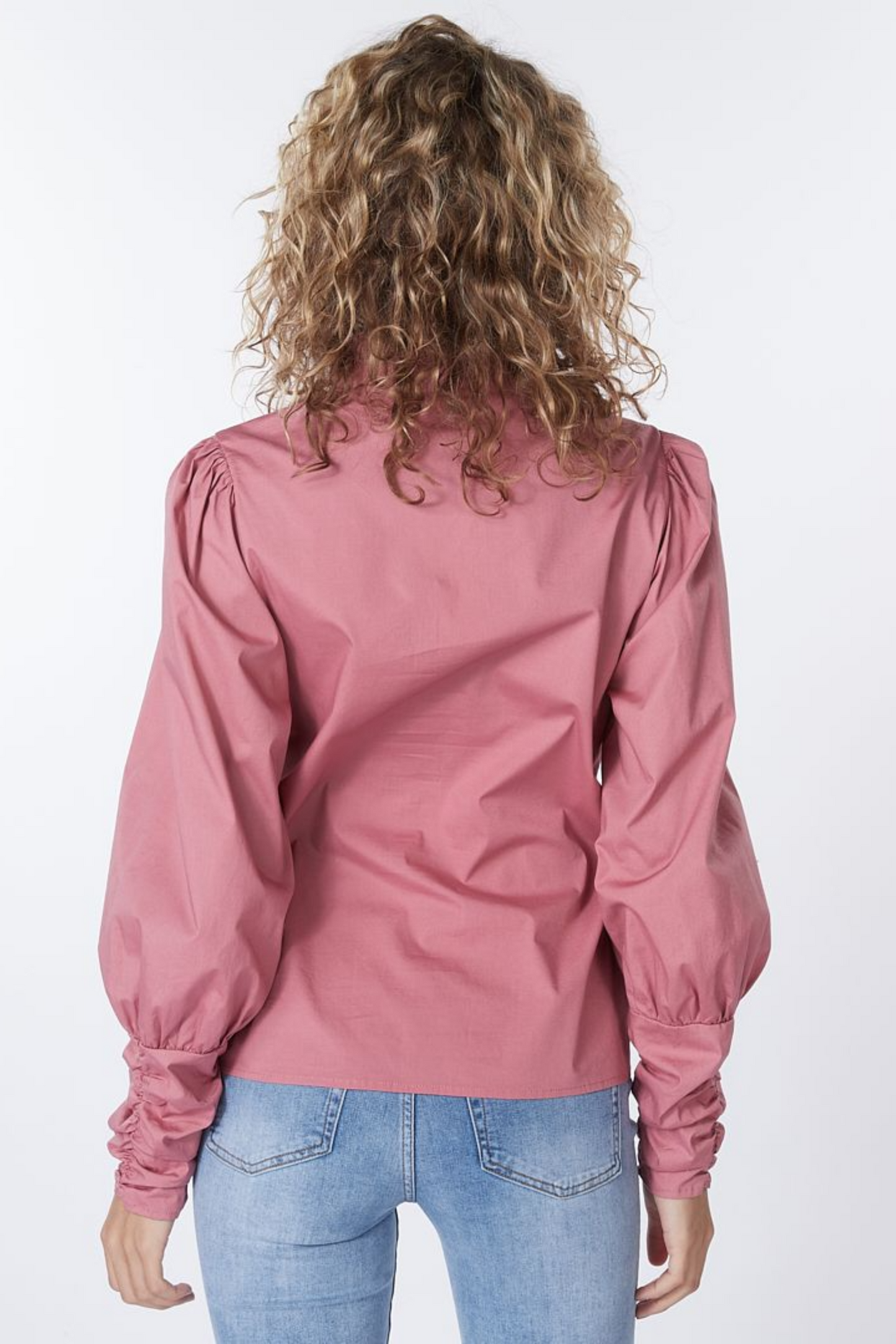 Blouse Poplin Wide Sleeve Silver Rose