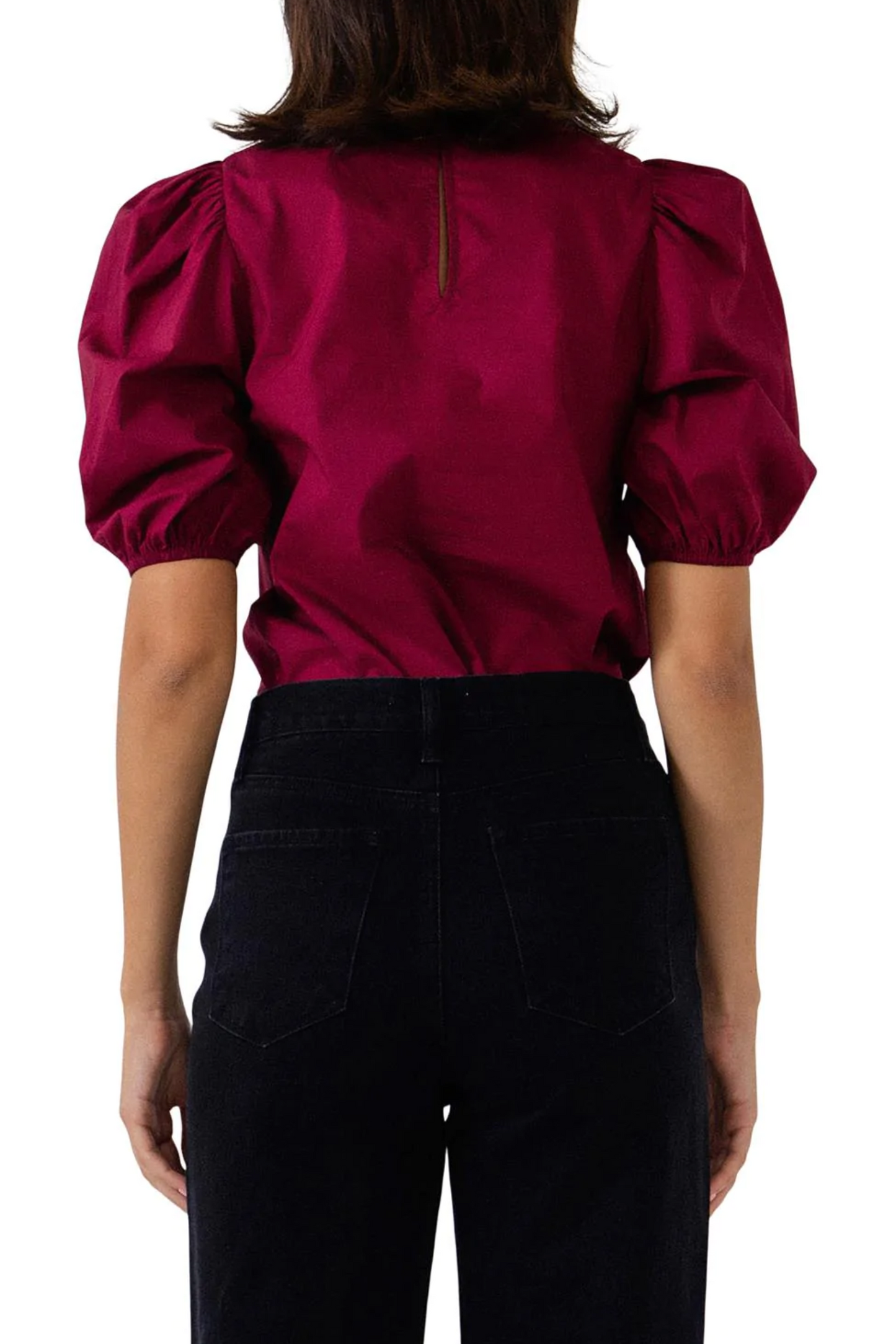 Poplin Puffed Sleeve Top