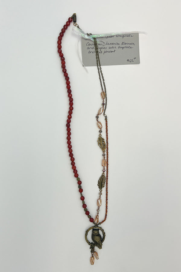 Owl Bead Trio Necklace