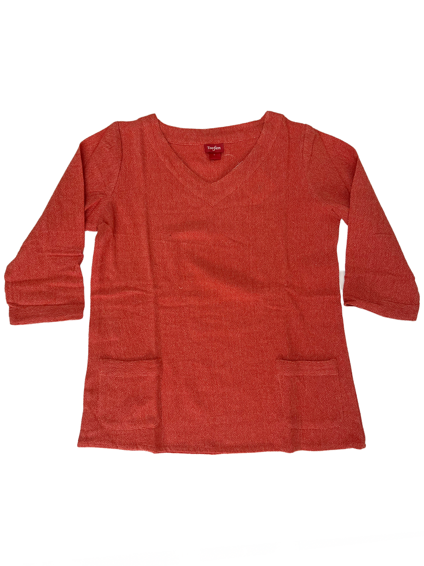 V-Neck Two Pocket Tunic Tangerine