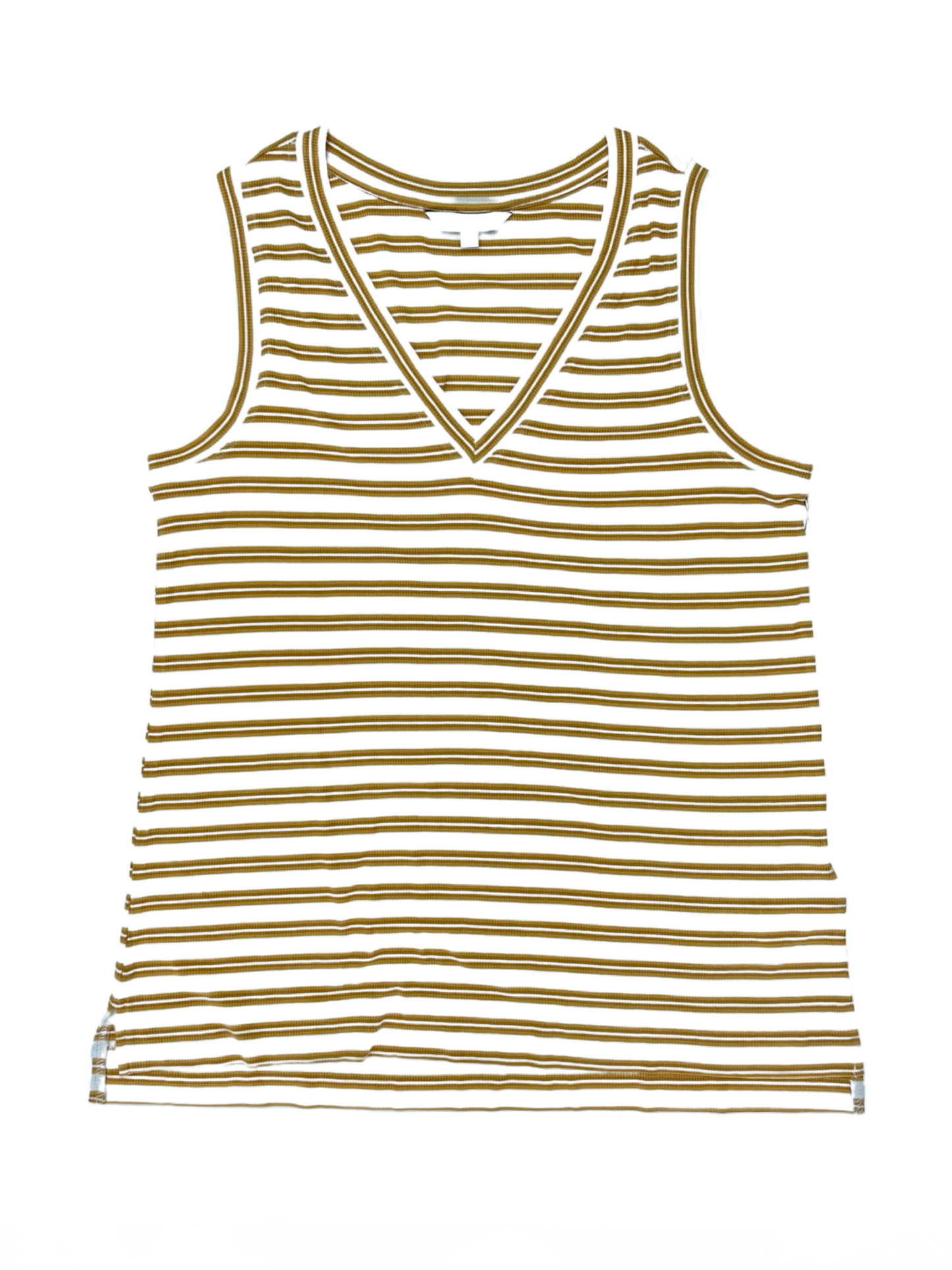 Sleeveless V-Neck Yellow Multi Strip