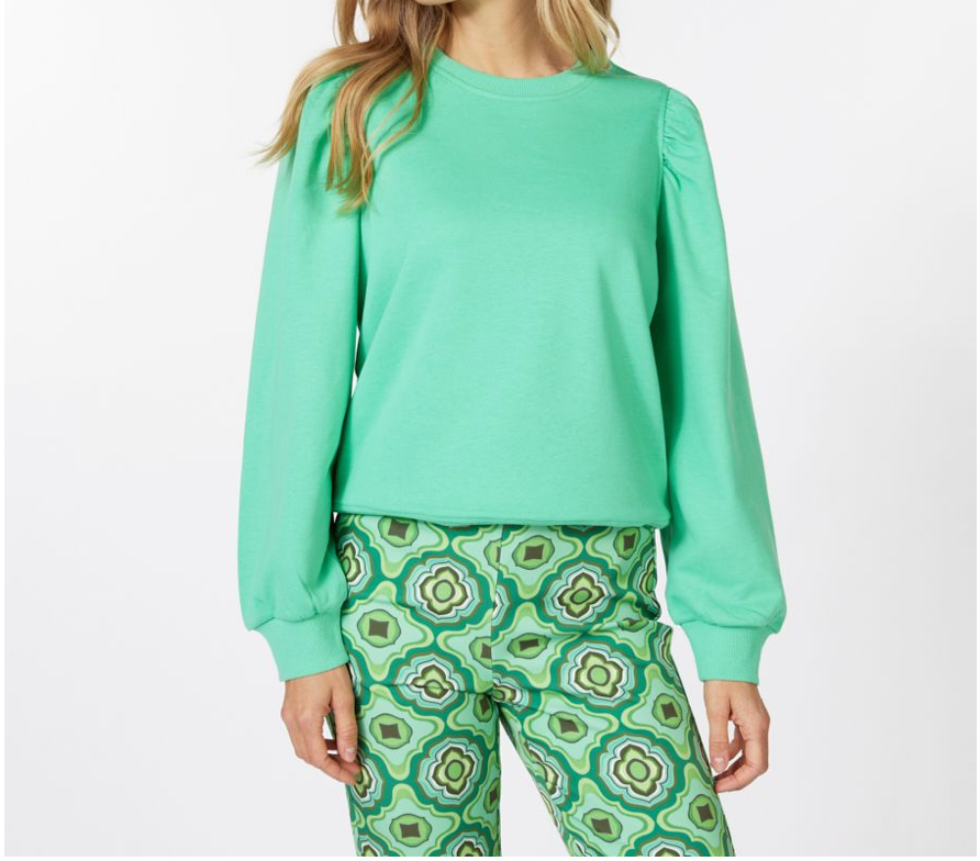 Puffy Sleeve Sweater Jade Green