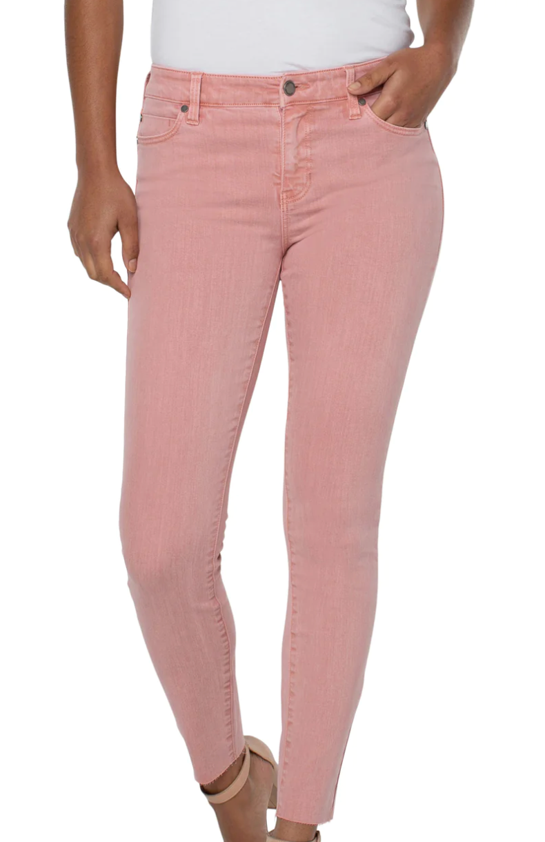 Abby Ankle Skinny W/Cut Hem Rose Blush