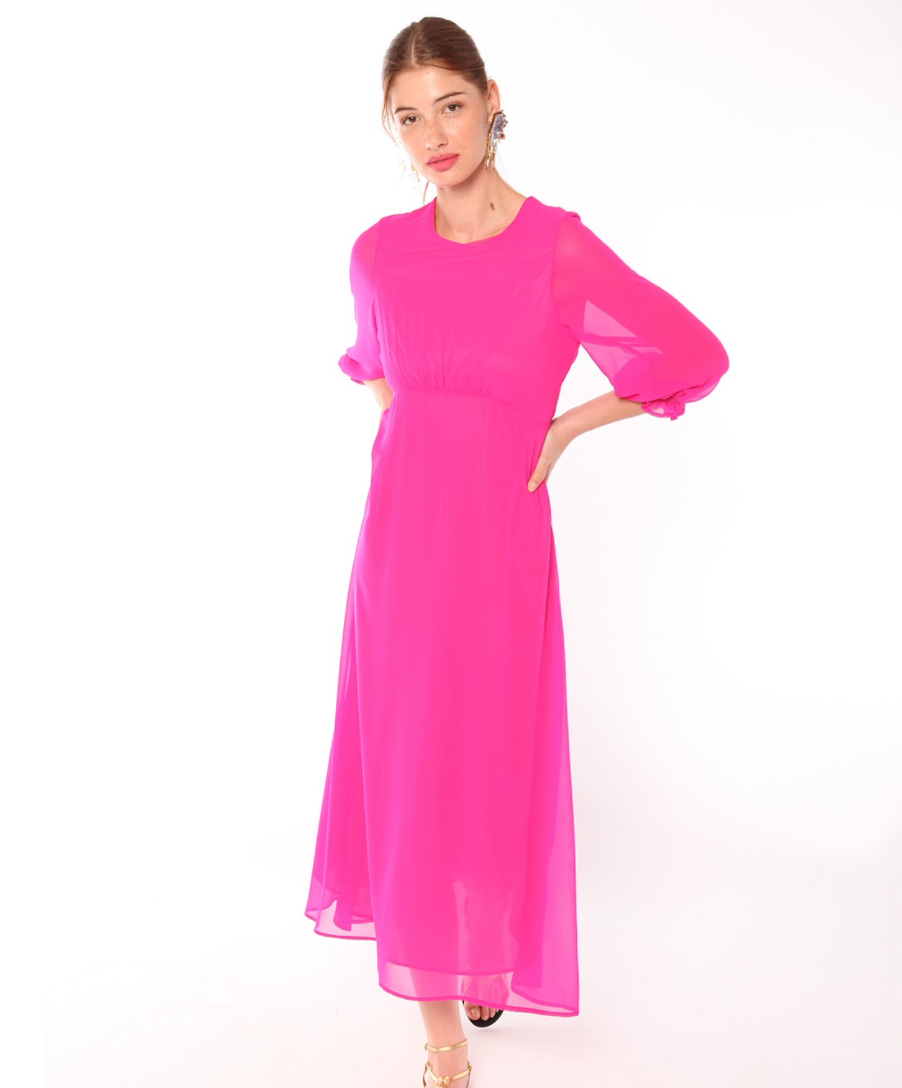 Kara Fucsia Chiffon Dress