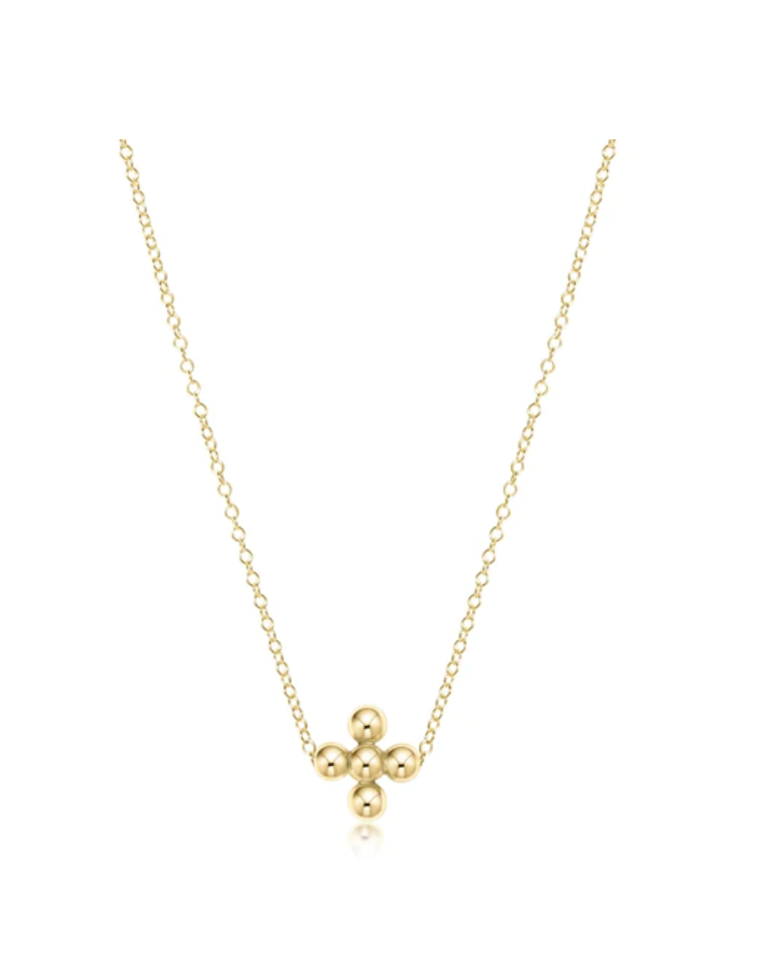 16" Necklace Gold-Classic Beaded Cross