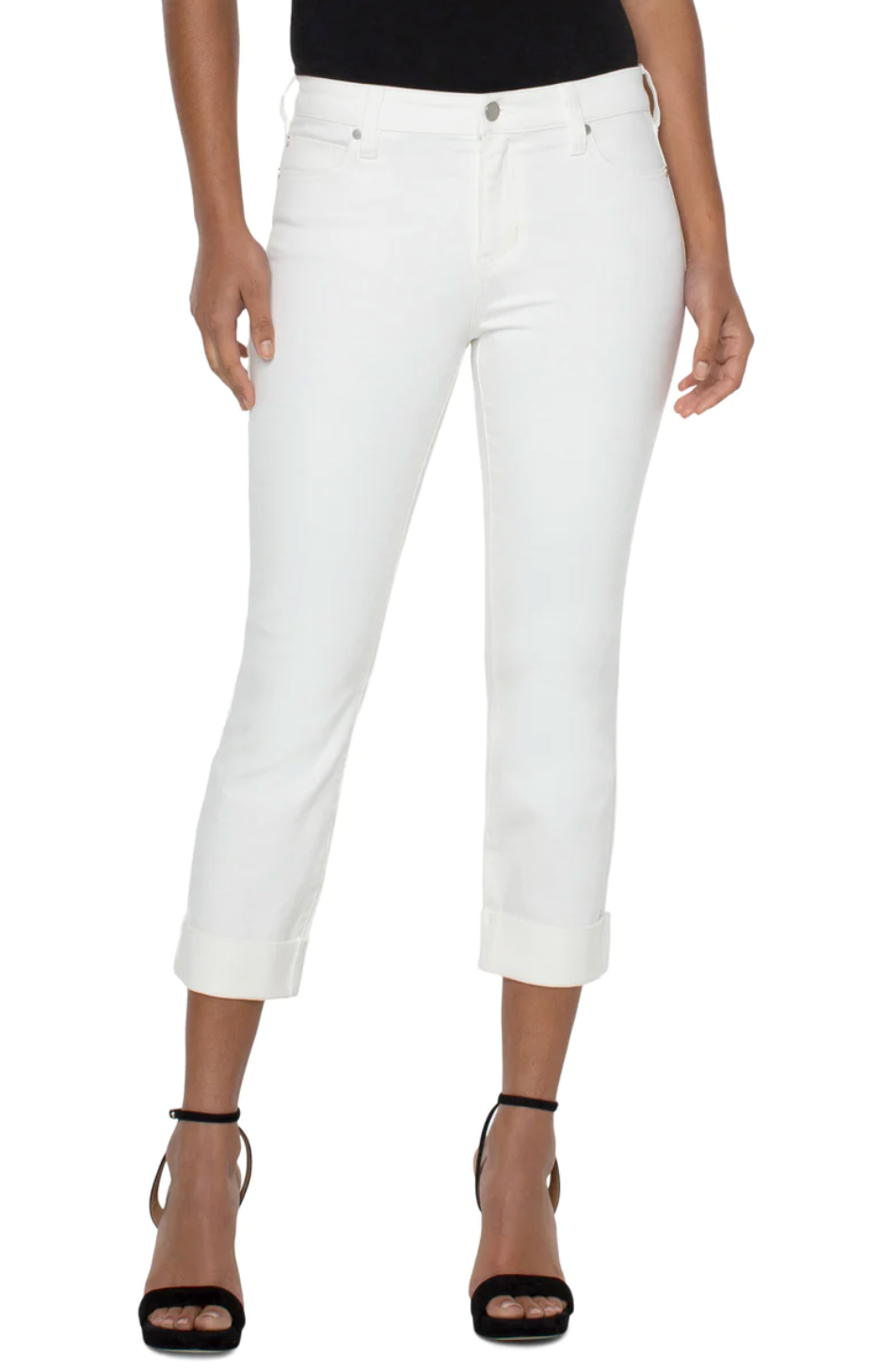 Charlie Crop Wide Rolled Cuff Bone White