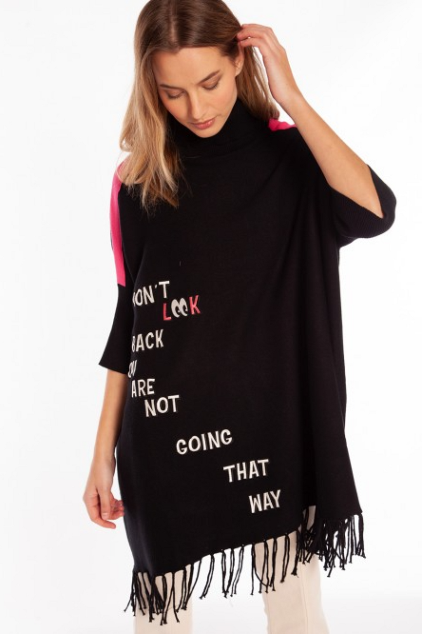 Poncho Knitwear HO Black BCK Pink