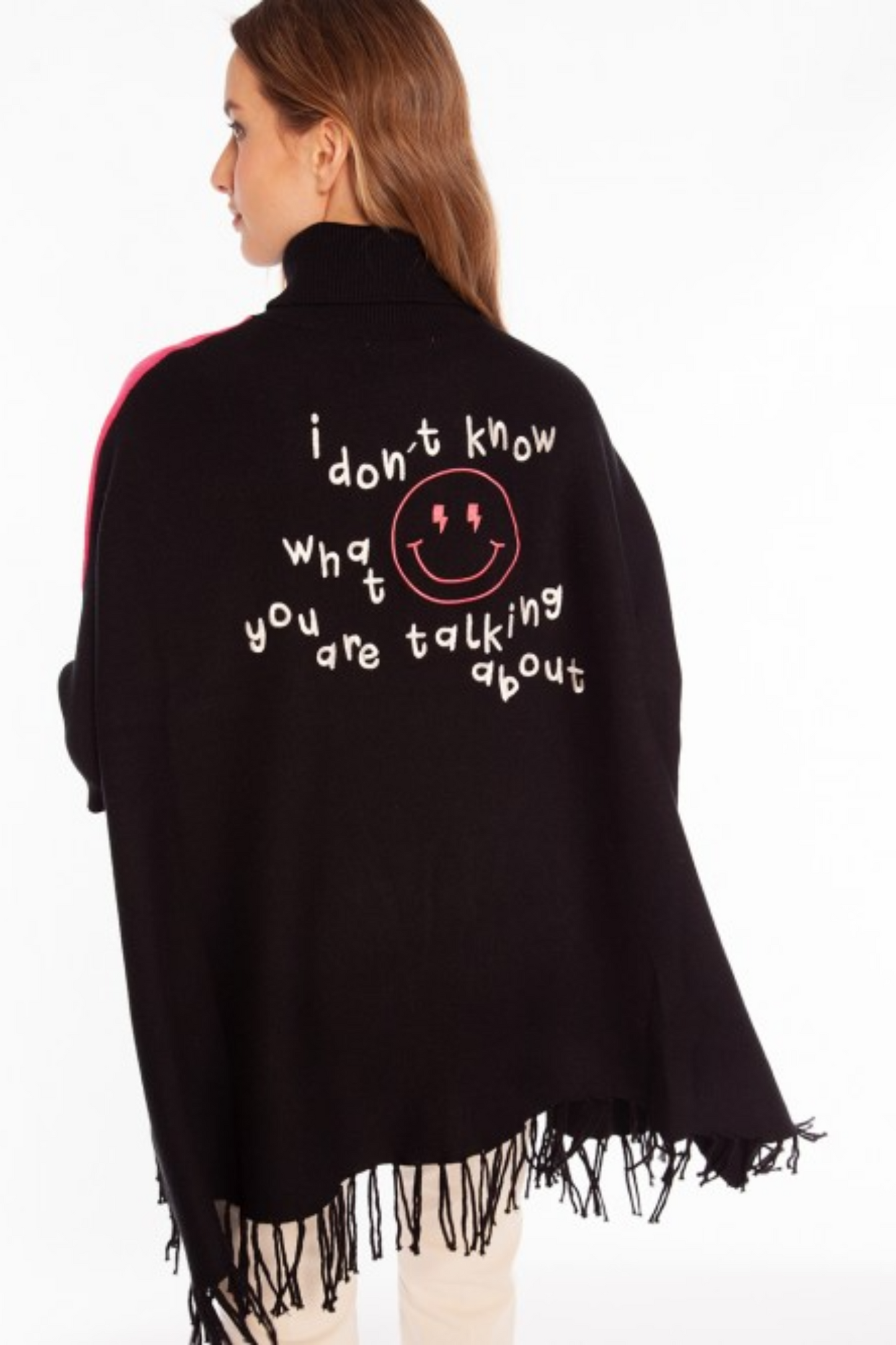 Poncho Knitwear HO Black BCK Pink