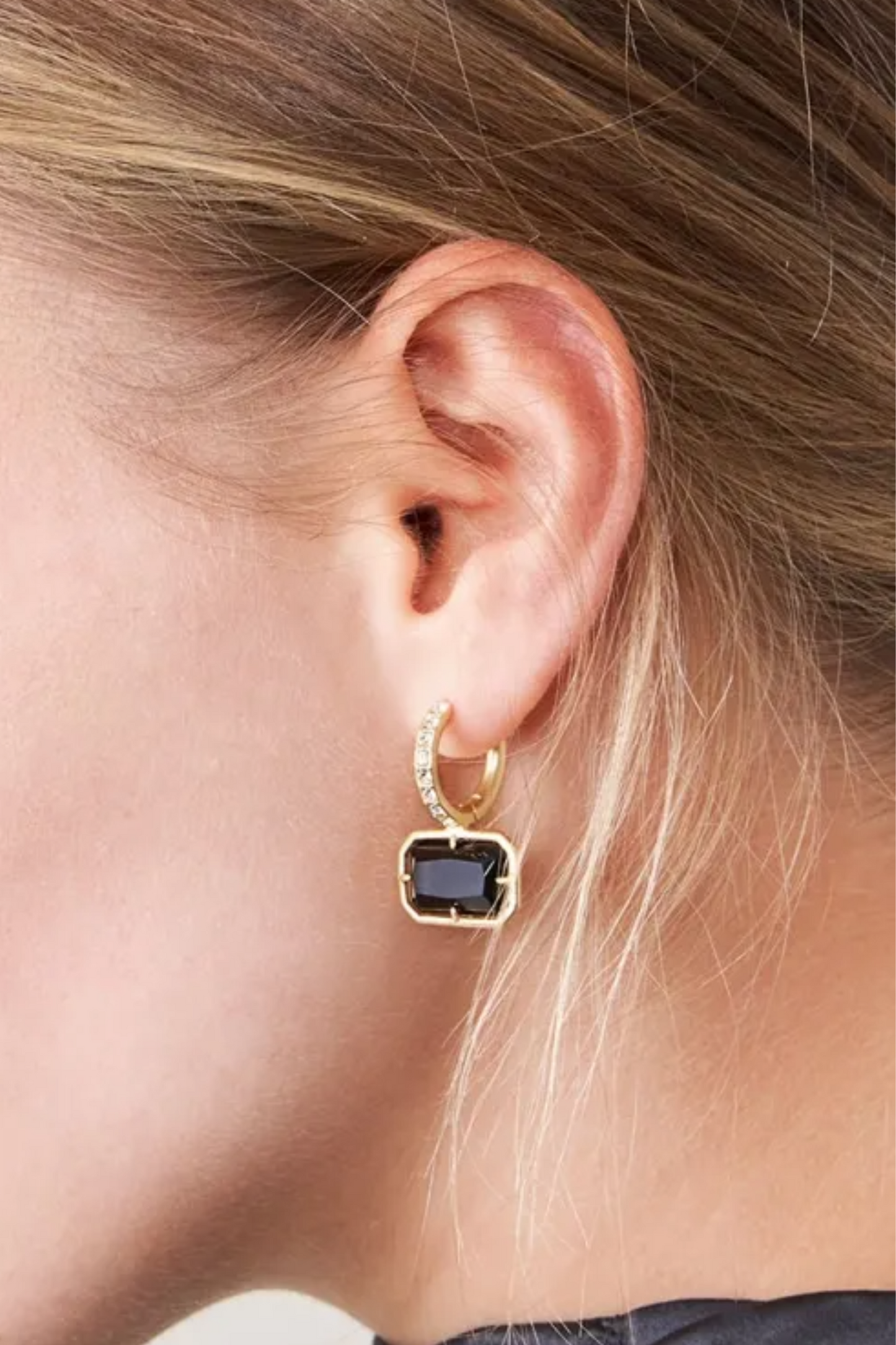 White Hall Earrings Black/Crystal