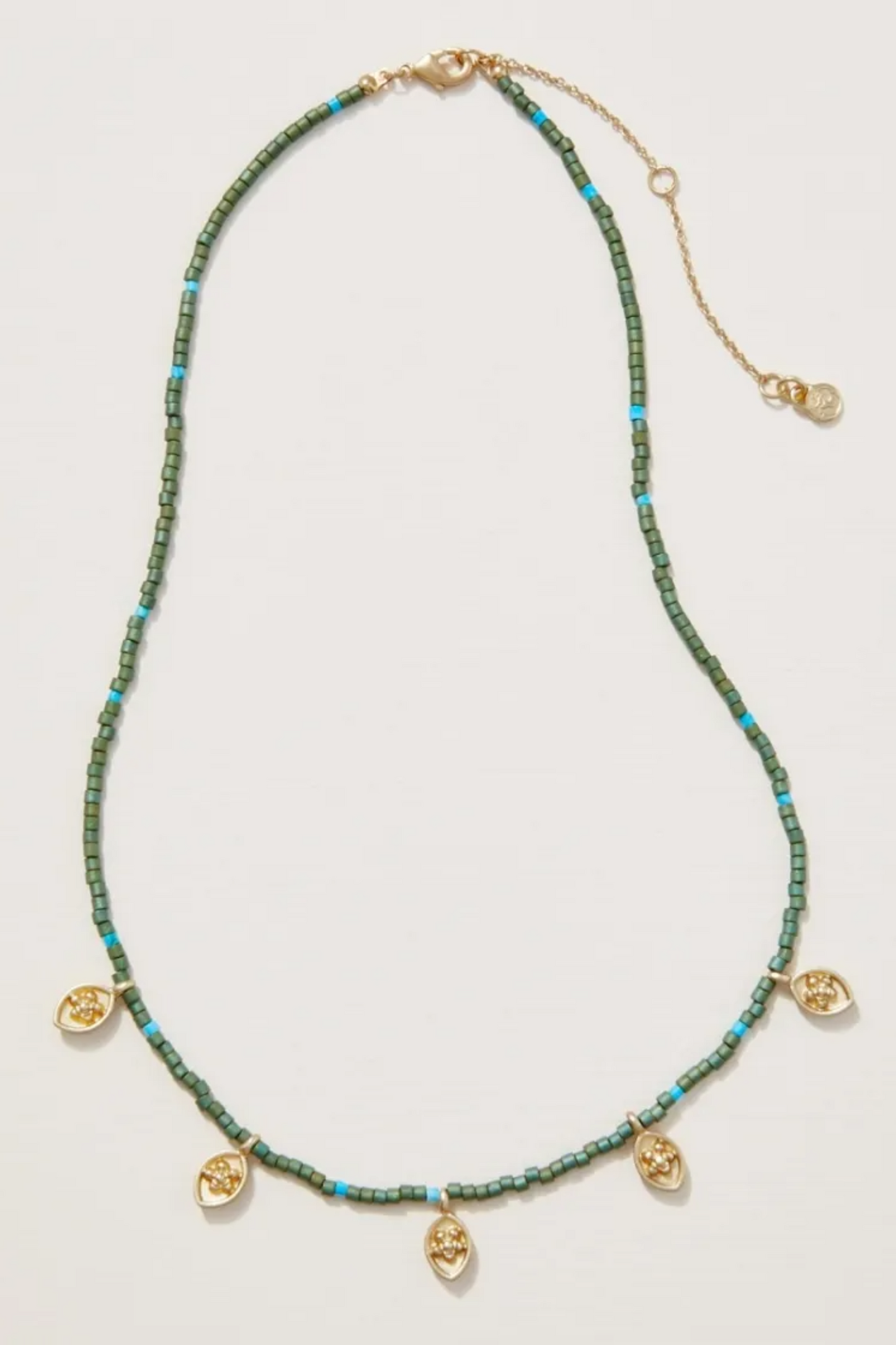 Primrose Bitty Bead Necklace 15" Green