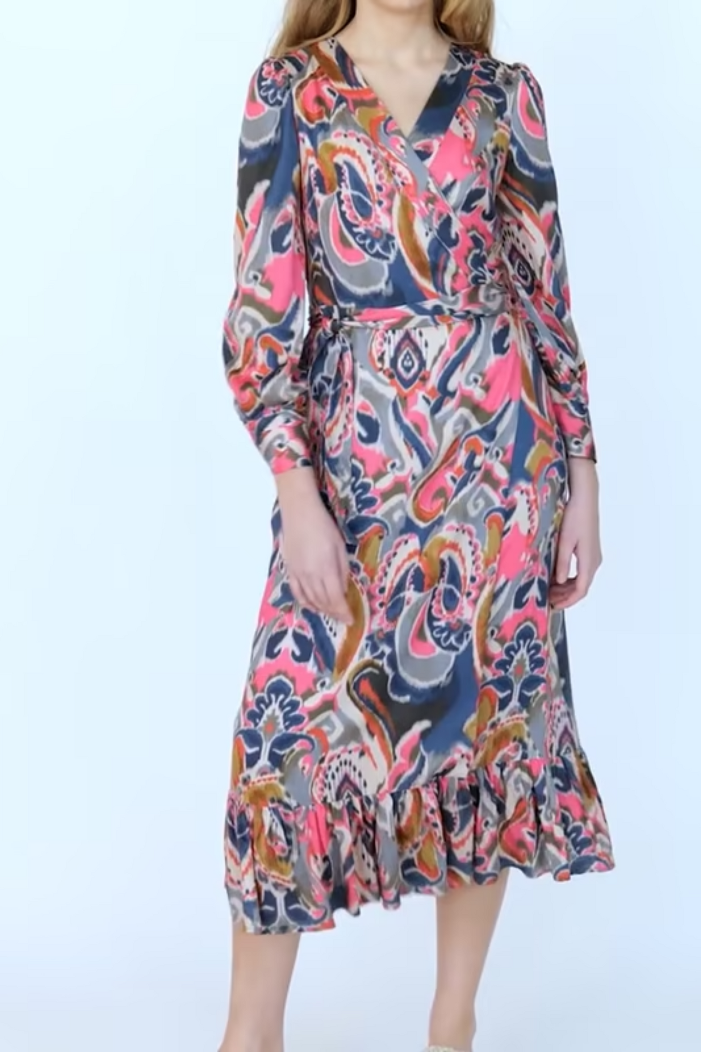 Vilagallo Wrap Dress Paisley IKAT Print