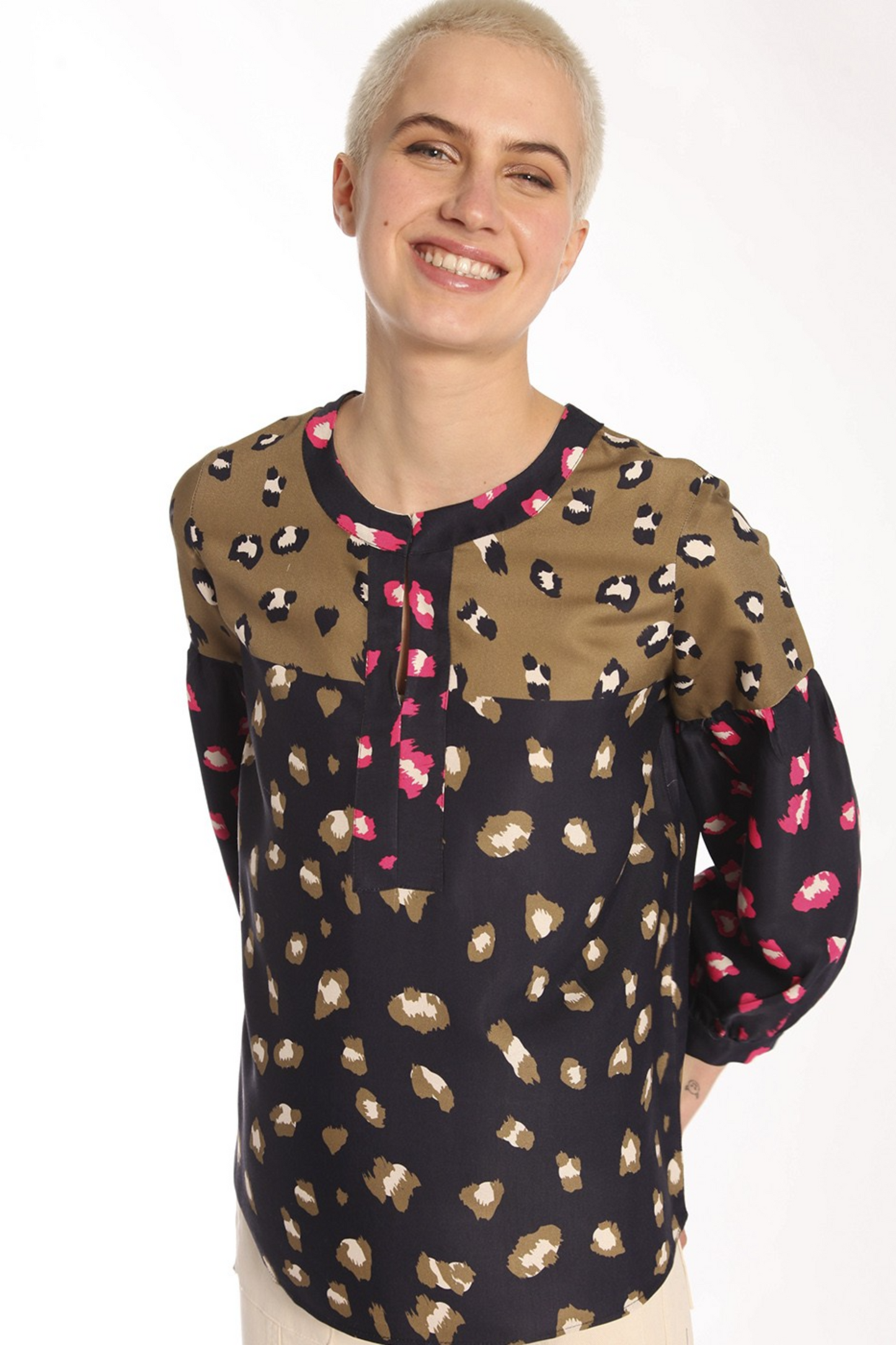 Vilagallo V-Neck Blouse Firenze Colour Block