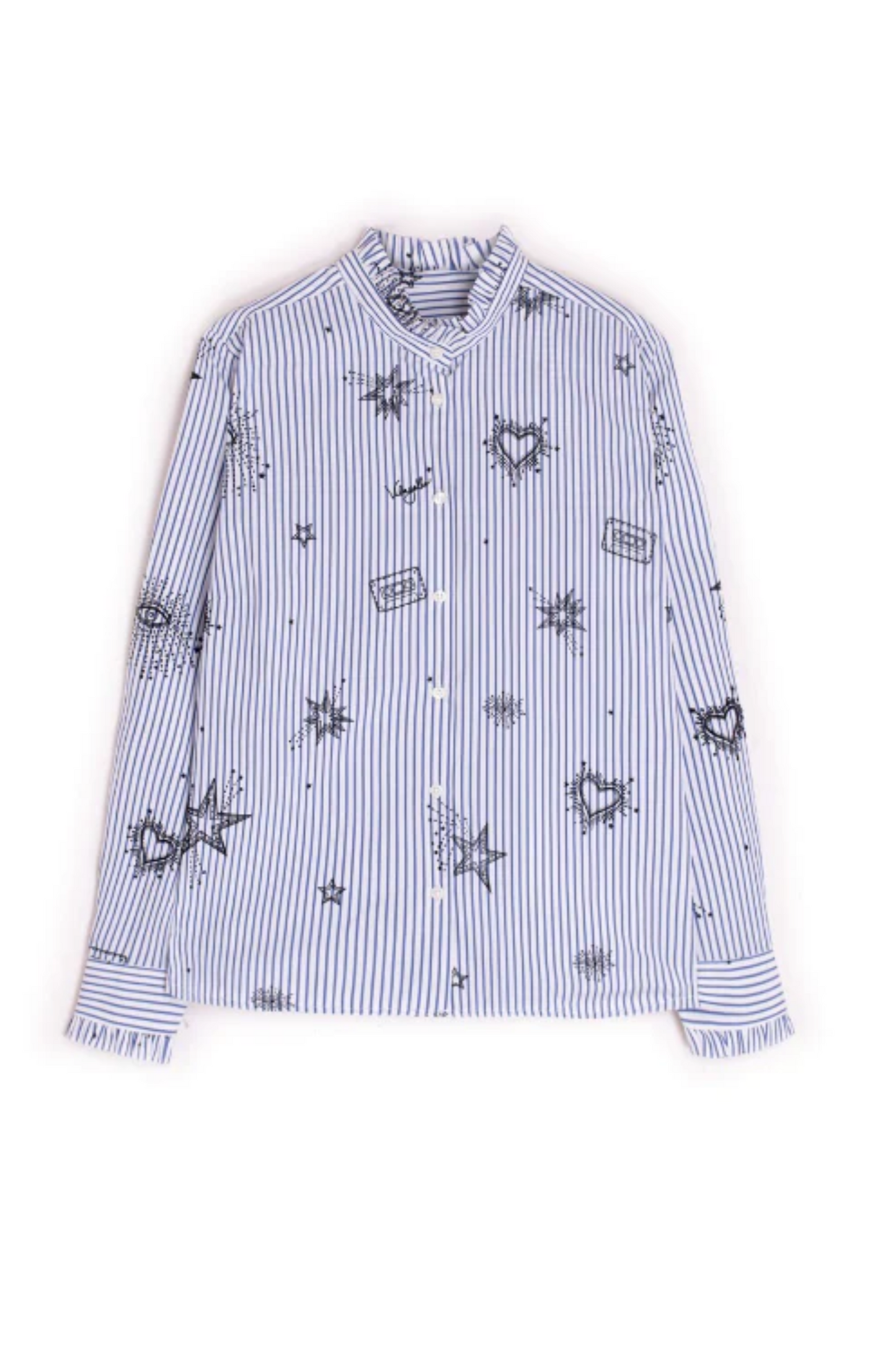 Diana Floc Shirt Magic Blue Stripe