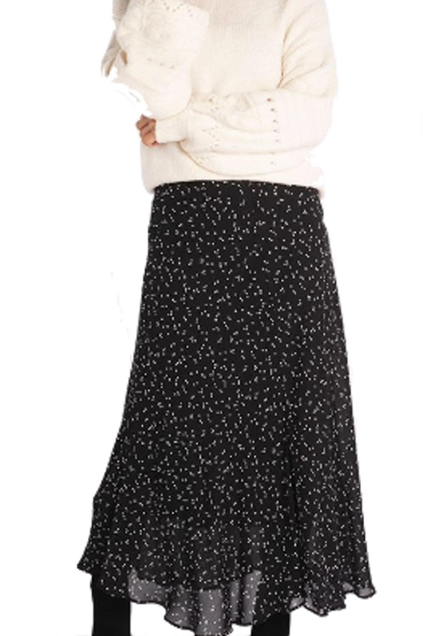 Long Dots Print Skirt