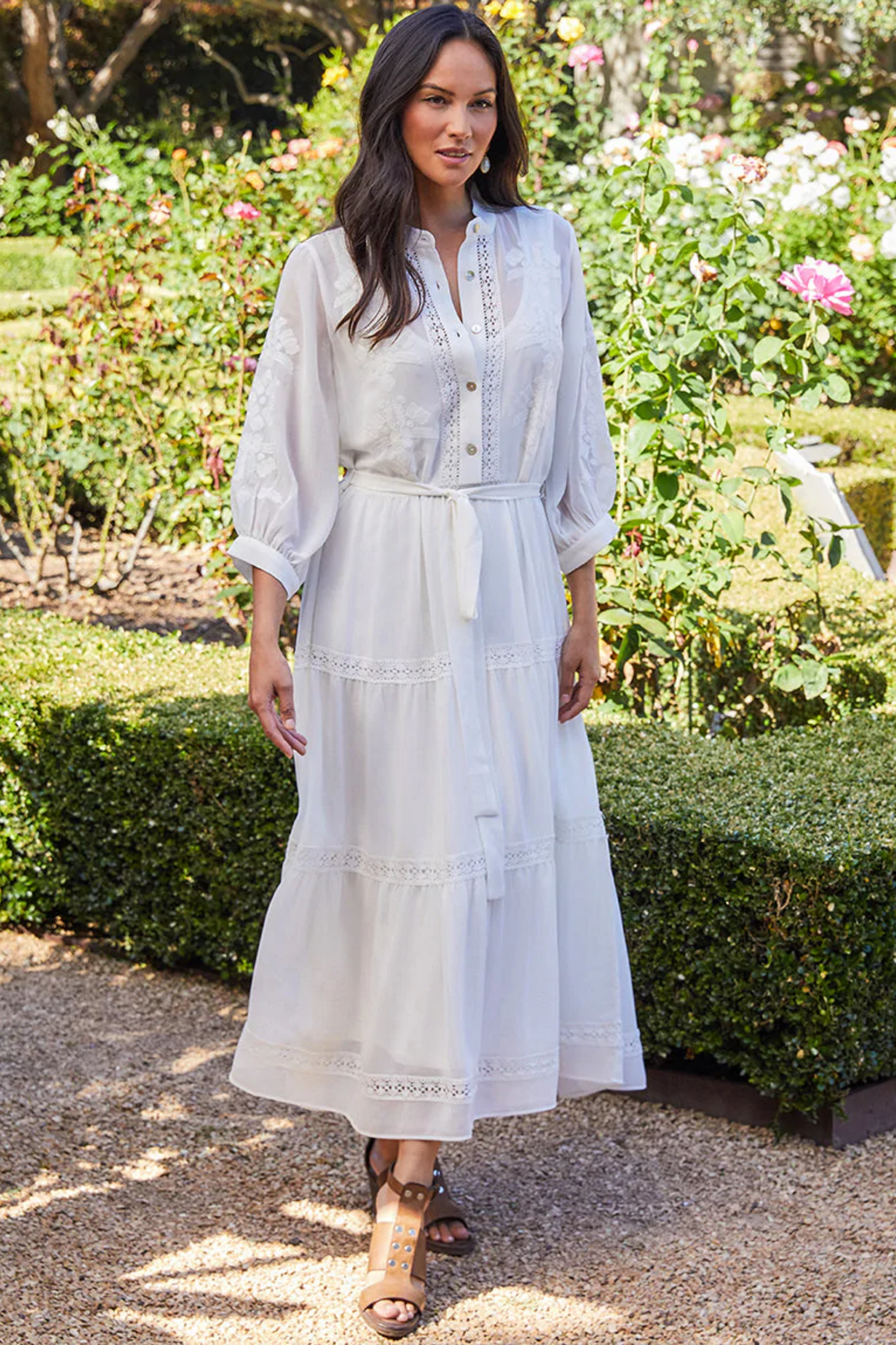 Embroidered Tiered Dress