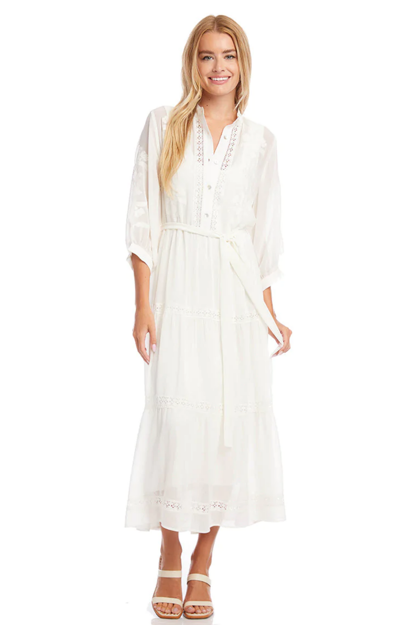 Embroidered Tiered Dress