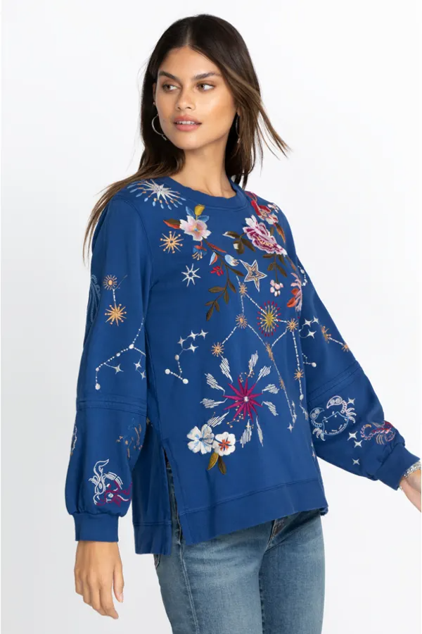 Celestin Side Slit Sweatshirt Dark Blue