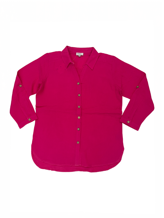 Roll Up Tab Shirt Fuchsia