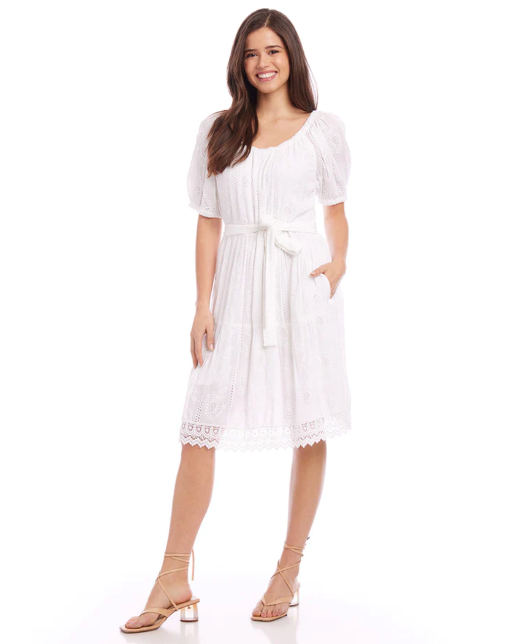 Puff Sleeve Dress Off White