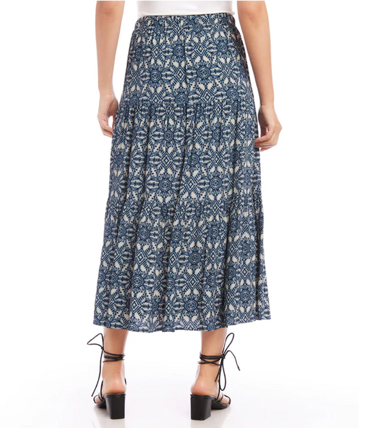 Tiered Midi Skirt Print