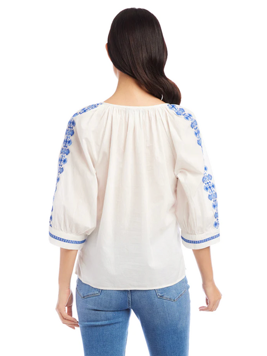 Embroidered Top Off White