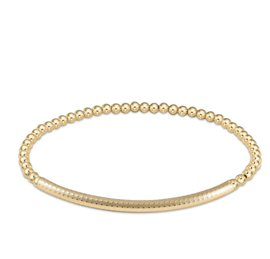 Classic Gold 3mm Bead Bracelet-Bliss Bar Textured