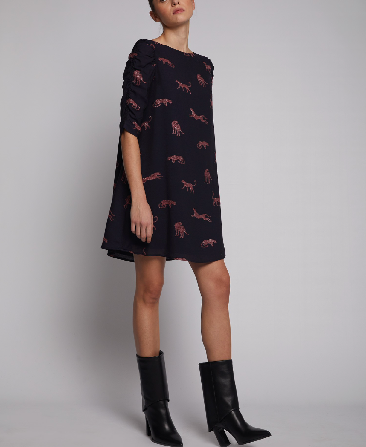 Manon Dress Cheetah Jacquard