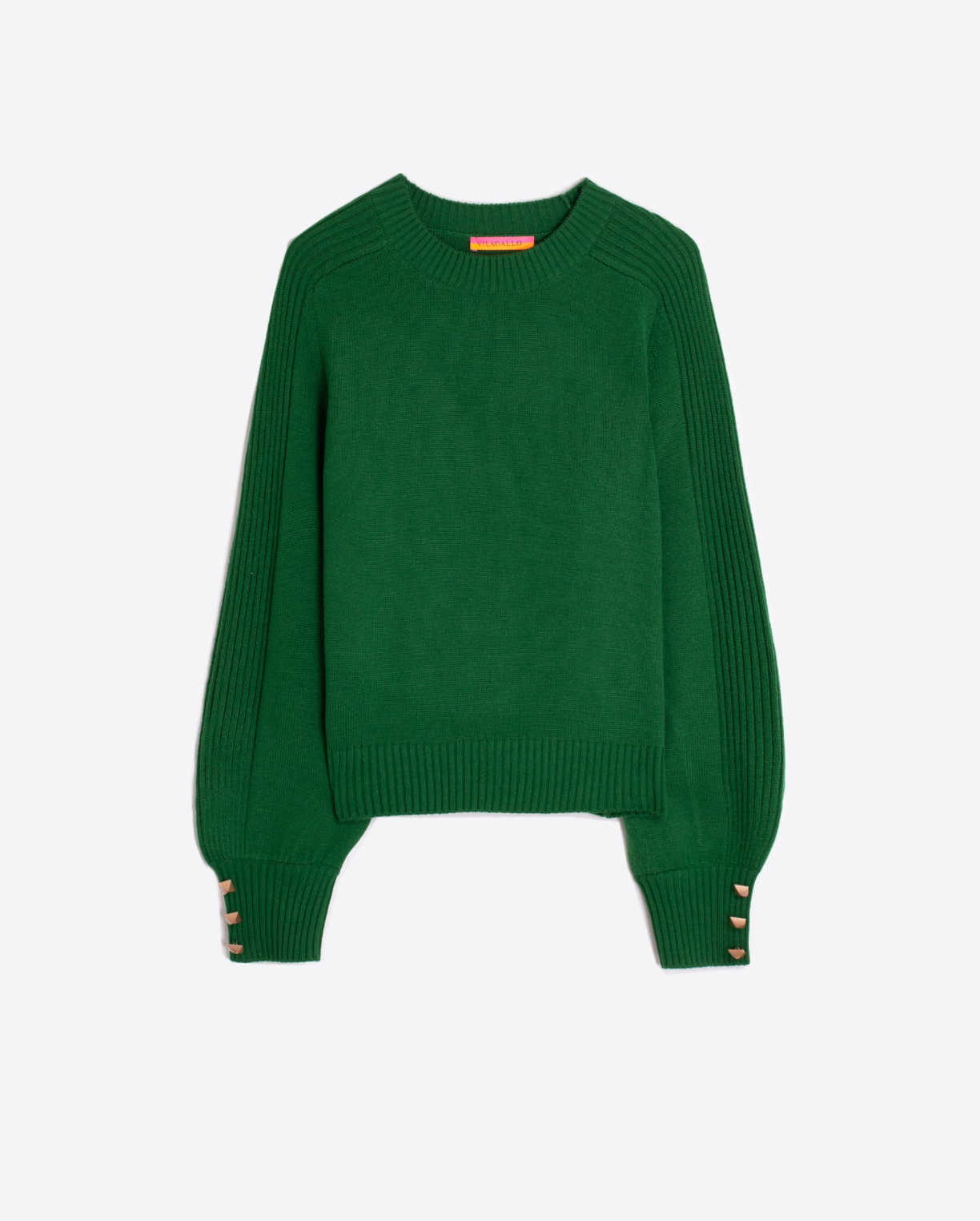 Baloon Sleeve Sweater Green Wool Blend