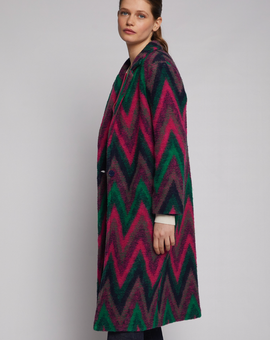 Yana Italian Coat Wool Blend Zigzag