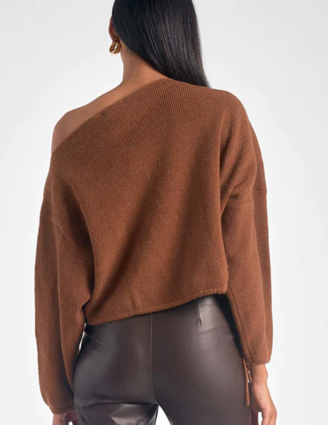 Off Shoulder Sweater Brown