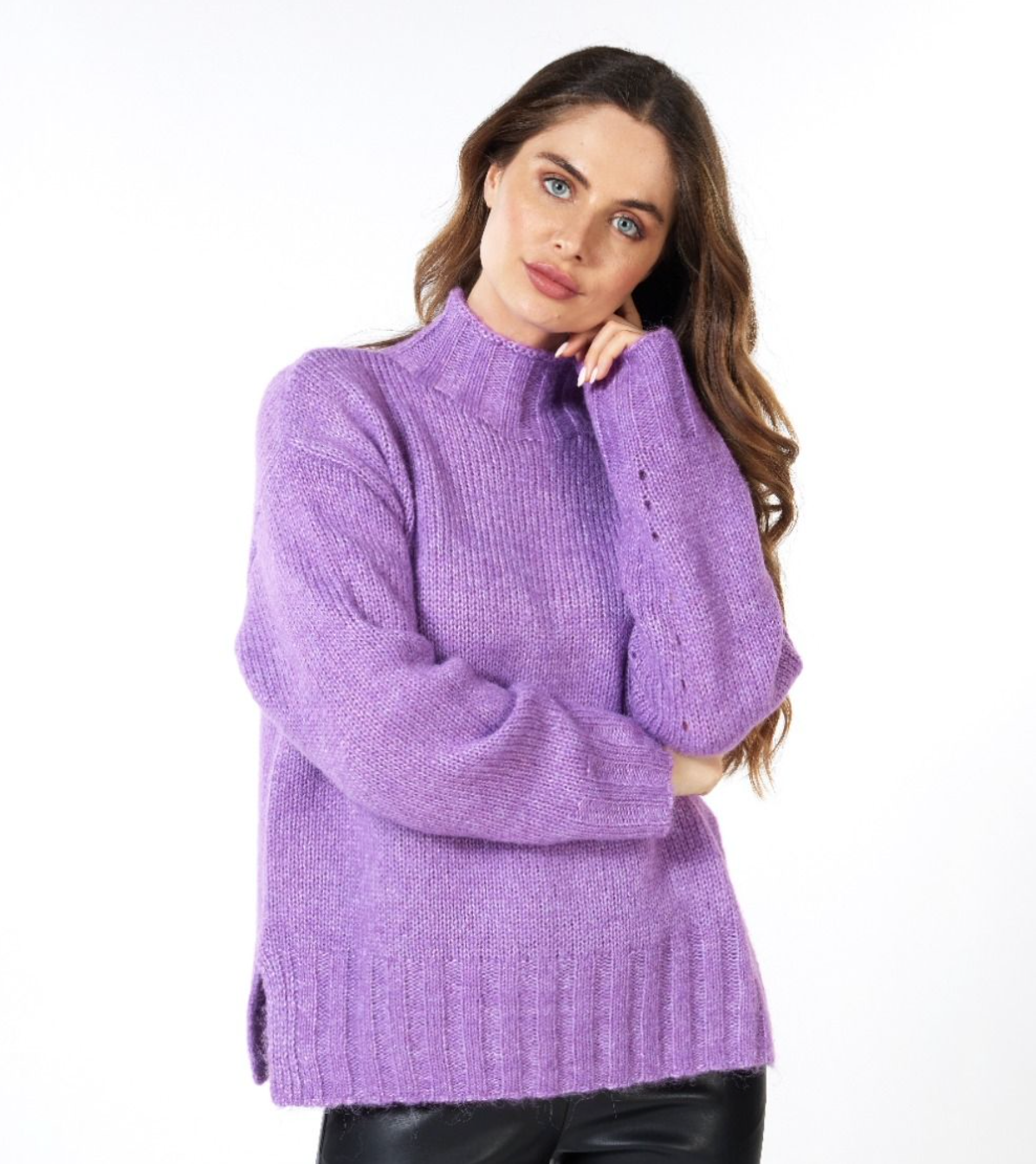 Col High Ribbing Sweater Violet