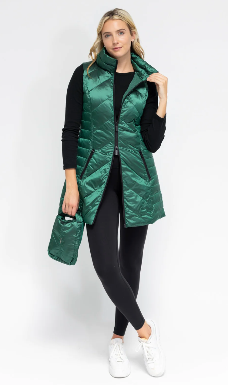 Chevron Quilted Vest Emerald