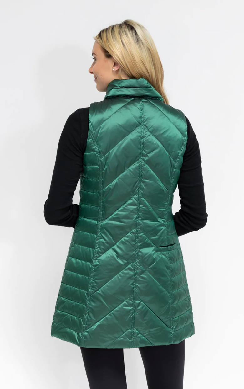 Chevron Quilted Vest Emerald