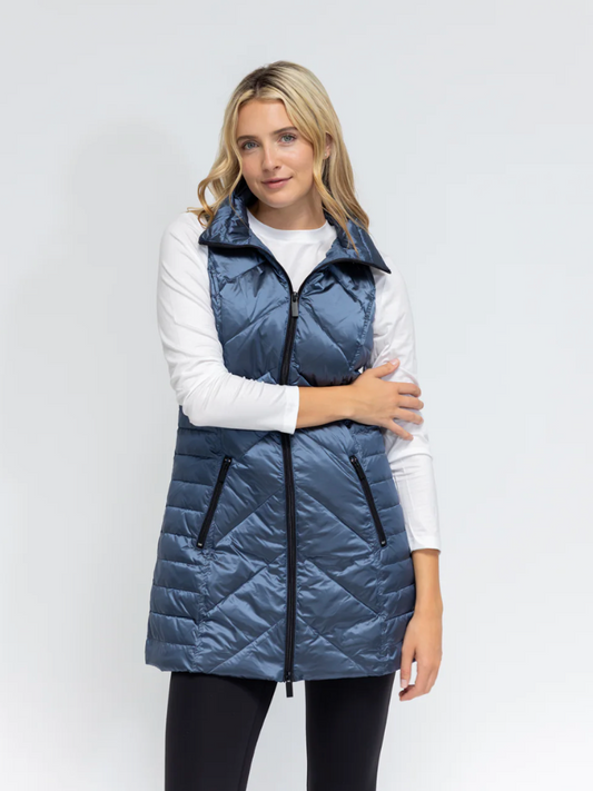 Chevron Quilted Vest Cadet Blue