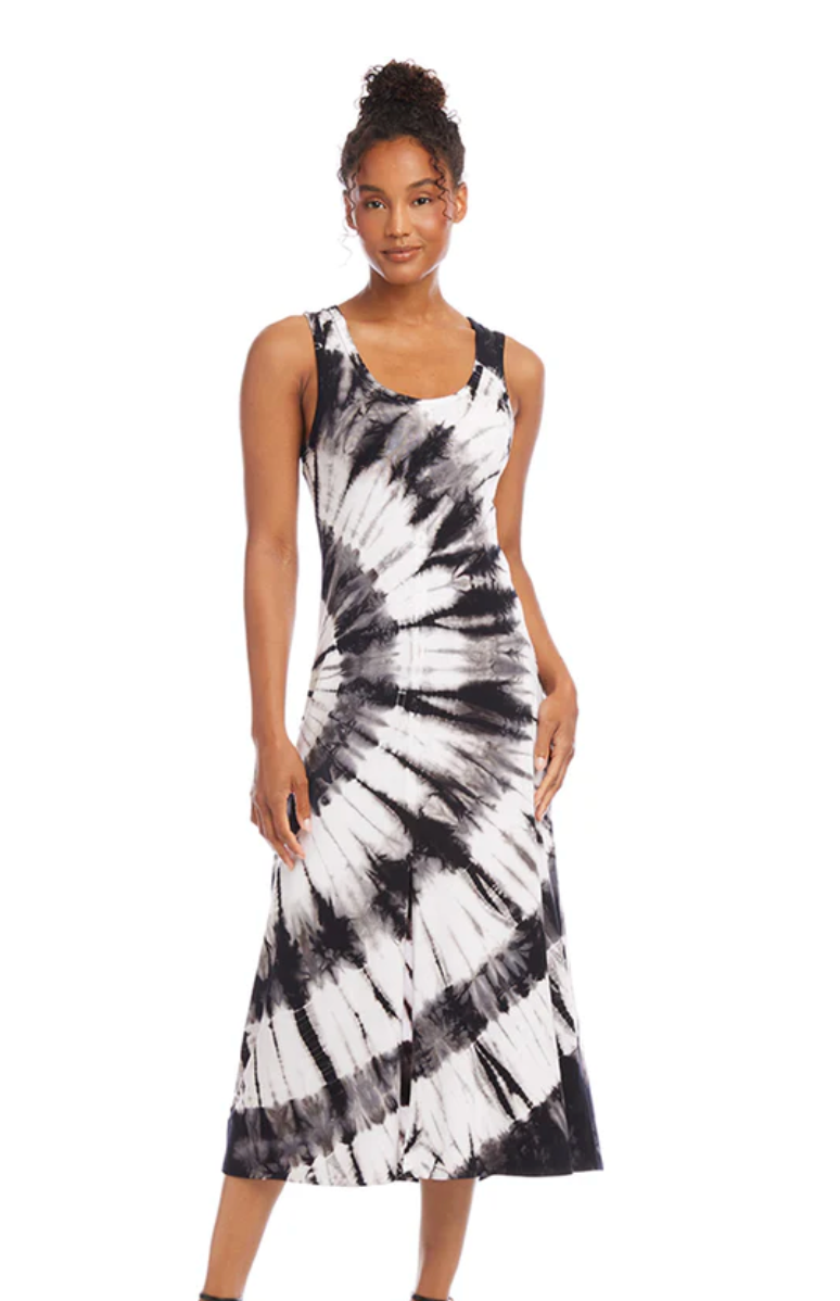 Midi Tie Dye Dress Black/White