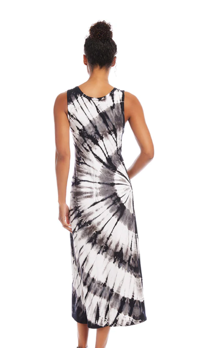 Midi Tie Dye Dress Black/White