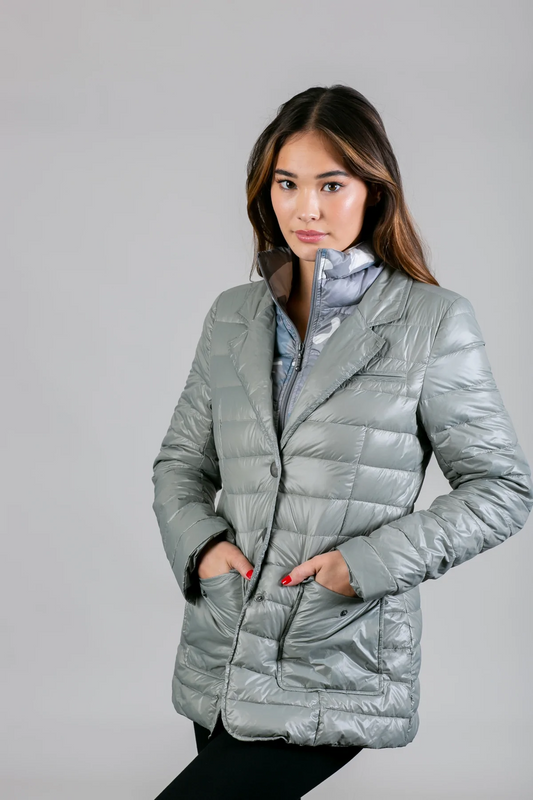 Double Up Quilted Coat Pewter